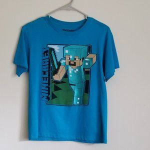 Minecraft Shirt Boys' Diamond Steve Foil Short Sleeve Character T-Shirt (Medium)